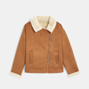 Blouson en fausse peau retournée marron fille