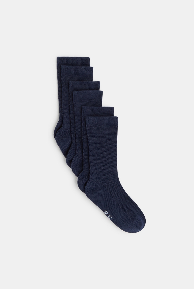 Chaussettes unies (lot de 3) bleues garçon 1