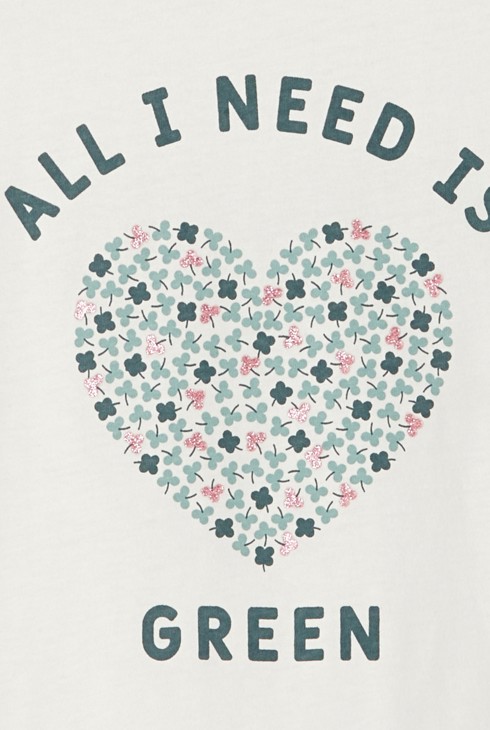 T-shirt à message "All you need is green" blanc fille 2