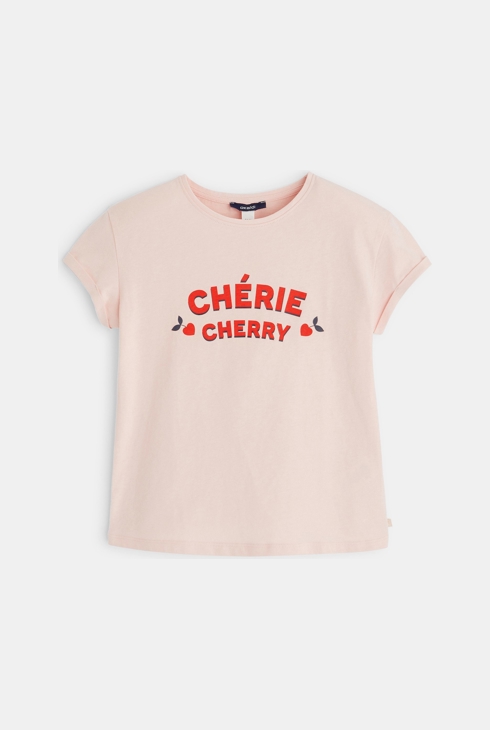 Majica s kratkimi rokavi in napisom CHERIE CHERRY rožnata deklica 1