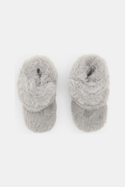 Chaussons boots moumoute grises naissance
