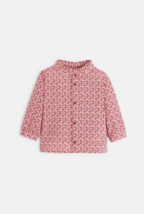 Srajca s cvetličnim potiskom iz vafljaste tkanine rožnata dojenček deklica 1