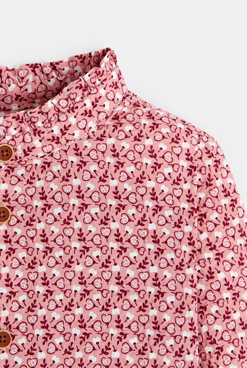 Srajca s cvetličnim potiskom iz vafljaste tkanine rožnata dojenček deklica 2