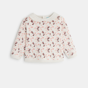 Pull imprimé feuilles rose bébé fille 1