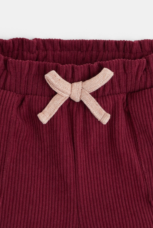 Short paperbag velours côtelé violet bébé fille