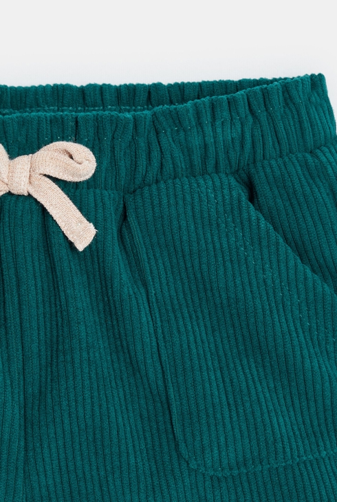 Short paperbag velours côtelé vert bébé fille