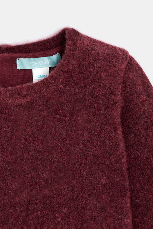 Obleka iz dvojnega materiala (pletivo in vafljast bombaž) vijoličasta dojenček deklica 2