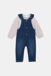 Ensemble salopette denim et t-shirt imprimé bleue bébé fille
