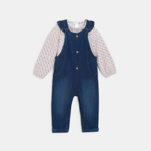 Salopette longue denim bleu bébé fille 1