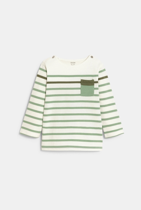 T-shirt marinière vert bébé garçon