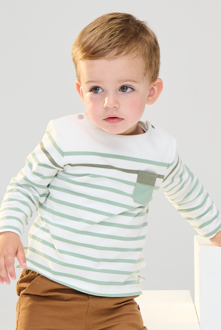 Camiseta marinera verde para bebé niño 1