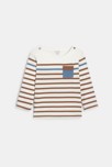 T-shirt marinière marron et bleu ciel bébé garçon
