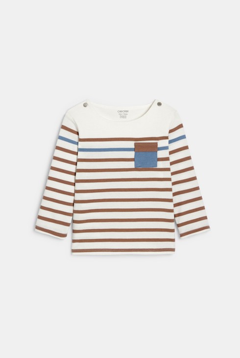 Camiseta marinera marrón y azul celeste bebé niño 1