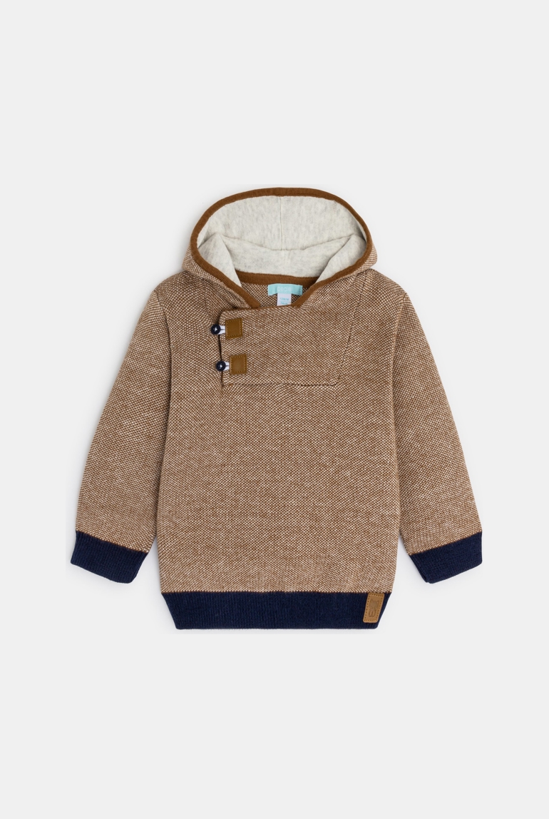 Pull col boutonné à capuche 1