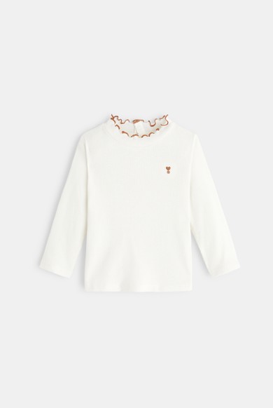 Flat-ribbed T-shirt with wavy collar Okaïdi & Obaïbi