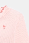 T-shirt côte plate col ondulé rose bébé fille 2