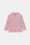 T-shirt côte plate col ondulé imprimé mauve bébé fille