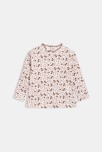 T-shirt côte plate col ondulé marron bébé fille
