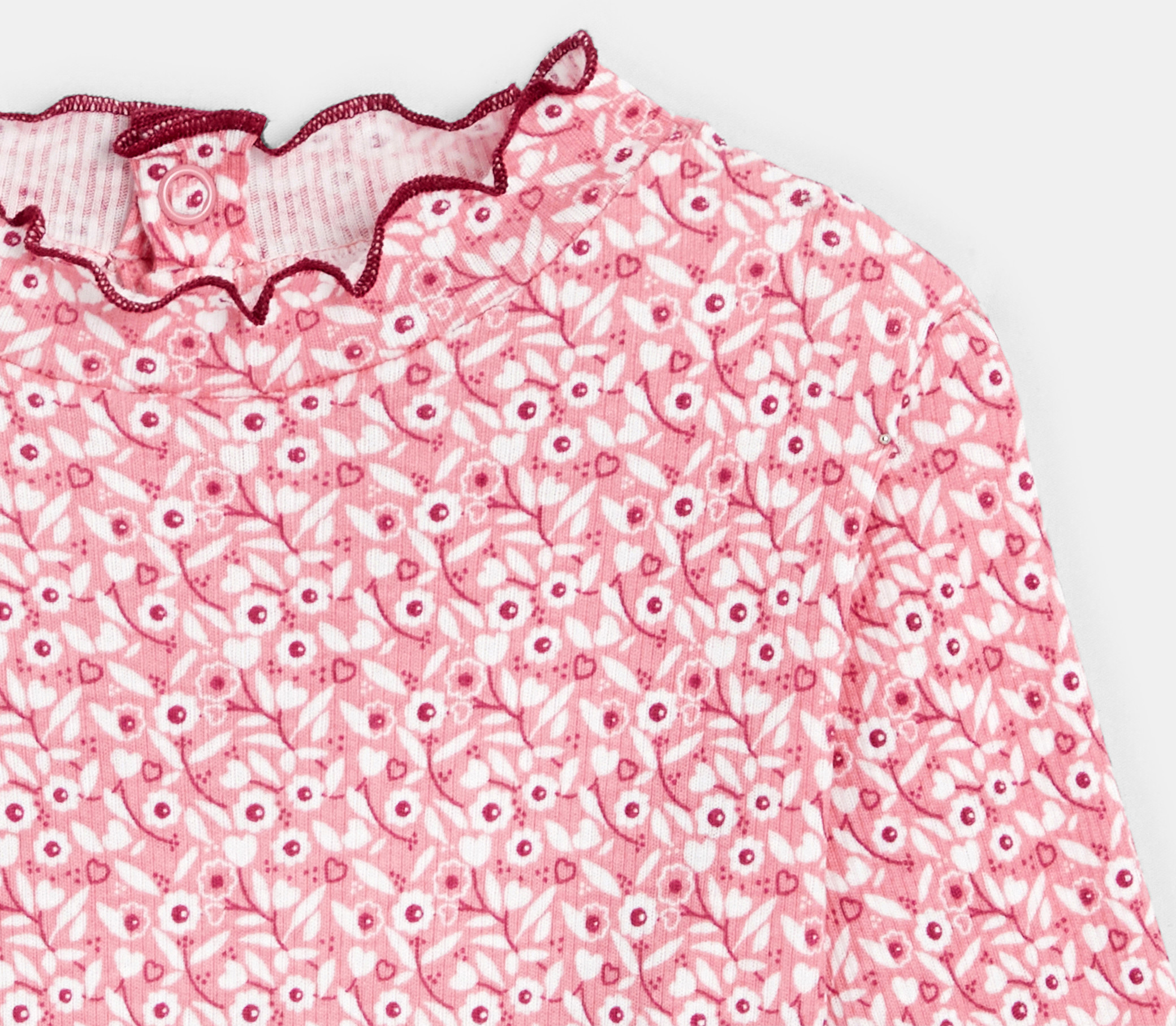 T-Shirt aus Flachripp, wellenförmiger Kragen Rosa Baby Mädchen 2