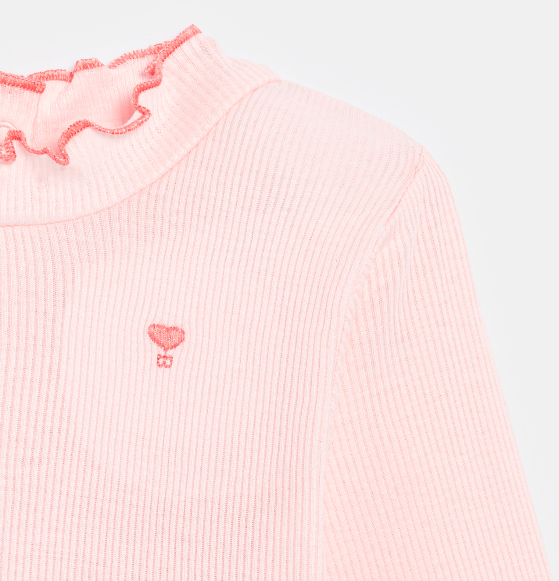 T-Shirt aus Flachripp, wellenförmiger Kragen Rosa Baby Mädchen 2