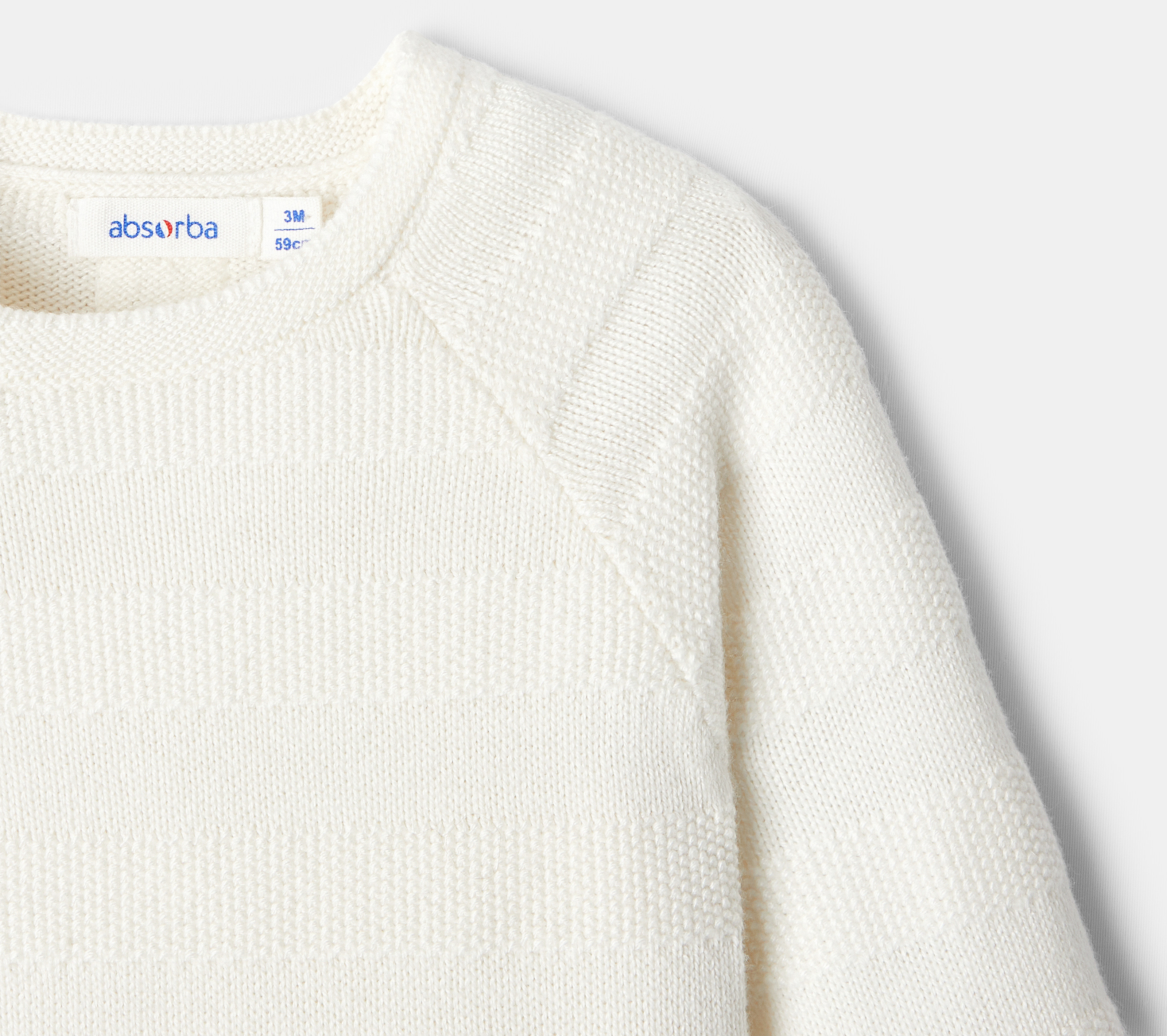 Combinaison en tricot point mousse blanc naissance Absorba 2