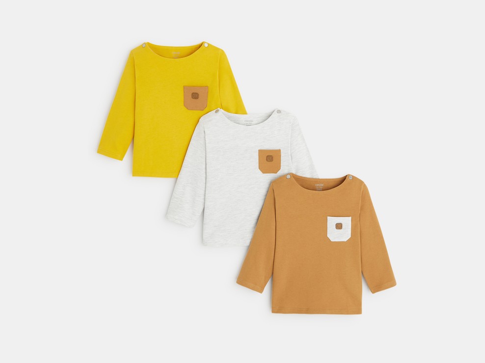 Leichter, unifarbener Strickpullover (3er-Set) Gelb Baby Jungen 1