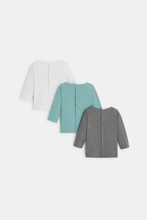 Lichte trui van effen tricot (set van 3) grijs babyjongen 2