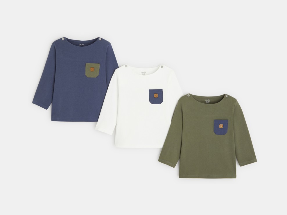 Leichter, unifarbener Strickpullover (3er-Set) Grün Baby Jungen 1