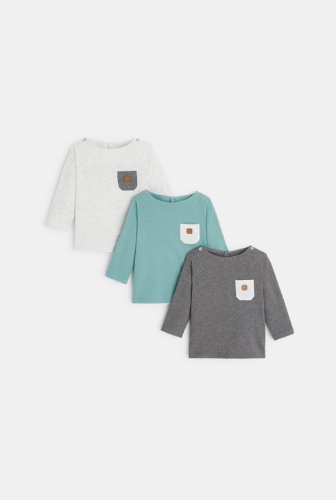 Lekki sweterek z gładkiej dzianiny (3 sztuki) szary niemowlę chłopiec 2