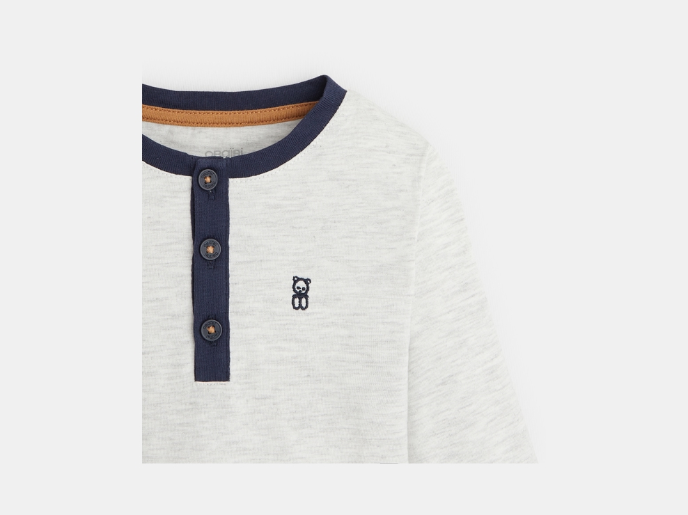 T-shirt ze stójką z rozcięciem (3 szt.) brązowy niemowlę chłopiec 2