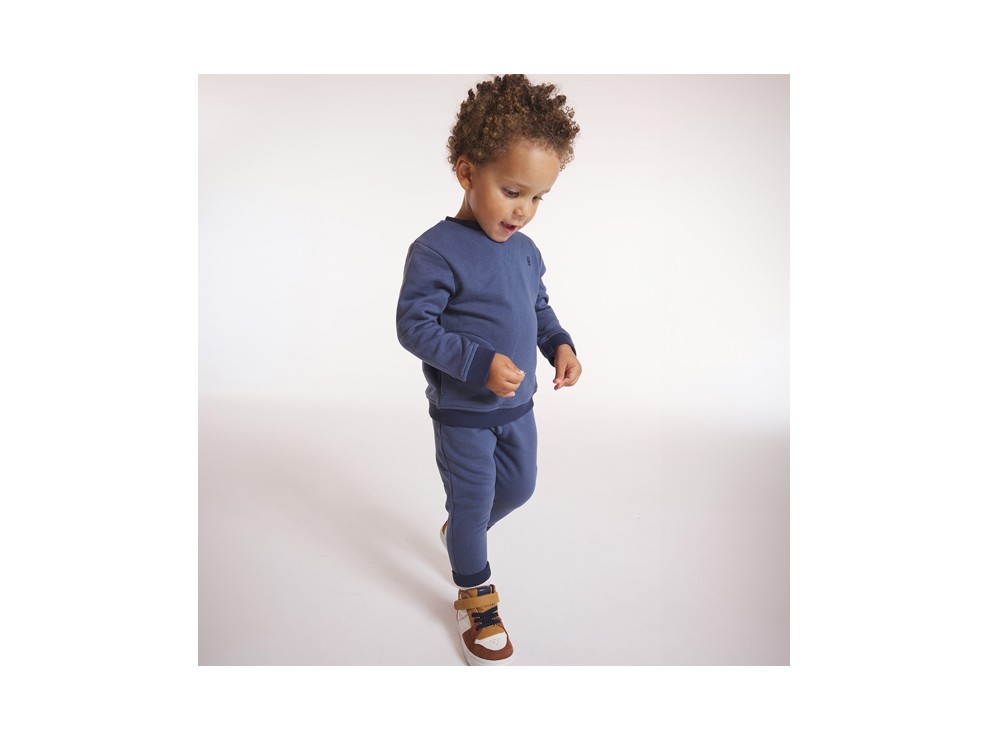 Sweat maille molleton uni bleu bébé garçon 1