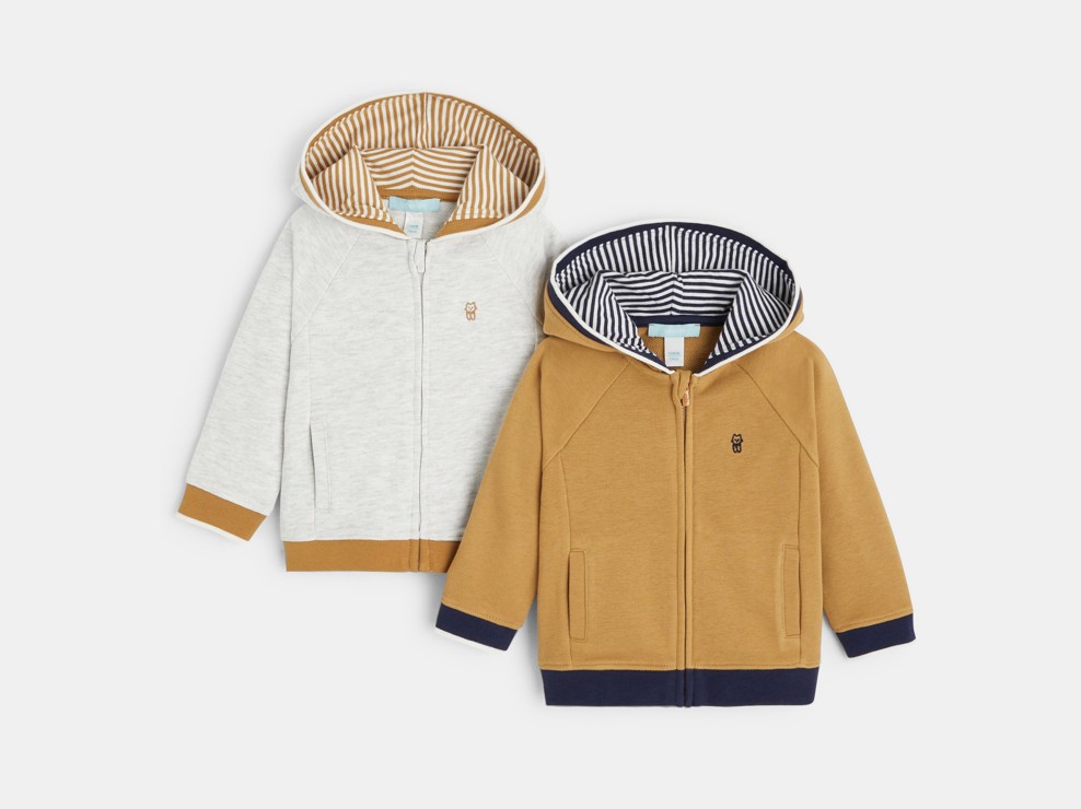 Sweat zippé à capuche (lot de 2) marron bébé garçon 1