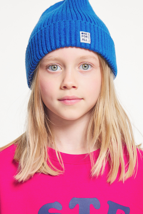 Muts van geribd tricot blauw jongen 1