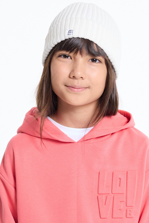 Czapka z dzianiny ściągaczowej biały chłopiec 1