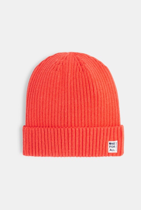 Bonnet en tricot côtelé orange garçon 2
