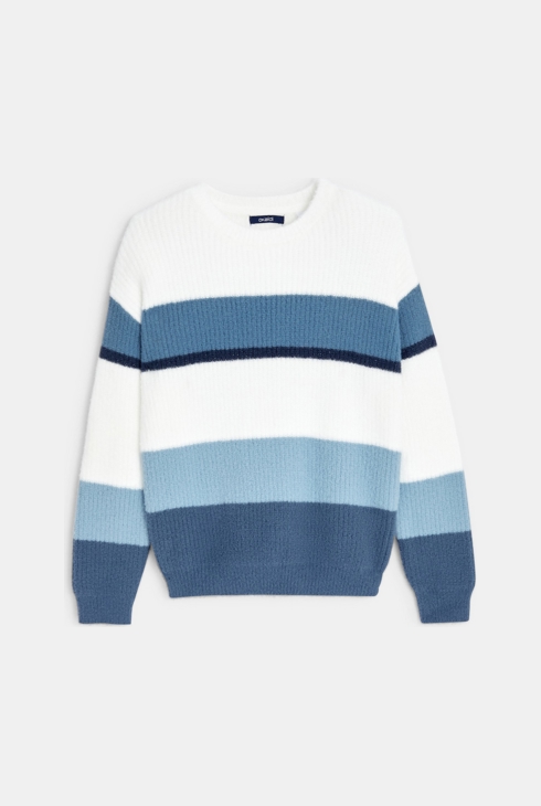 Gestreifter Pullover mit Rundhalsausschnitt Blau Mädchen 1