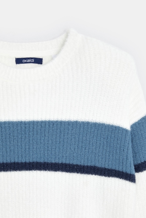 Gestreifter Pullover mit Rundhalsausschnitt Blau Mädchen 2