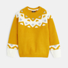 Pull jacquard cœurs jaune fille