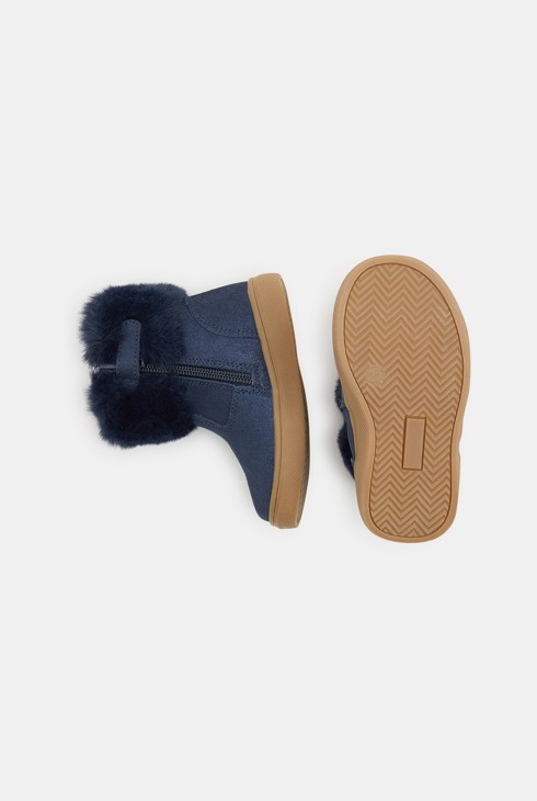 Boots aus Spaltleder mit Pailletten und gefüttertem Umschlag Blau Baby Mädchen 2