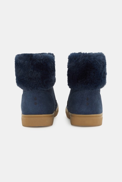 Boots aus Spaltleder mit Pailletten und gefüttertem Umschlag Blau Baby Mädchen 2