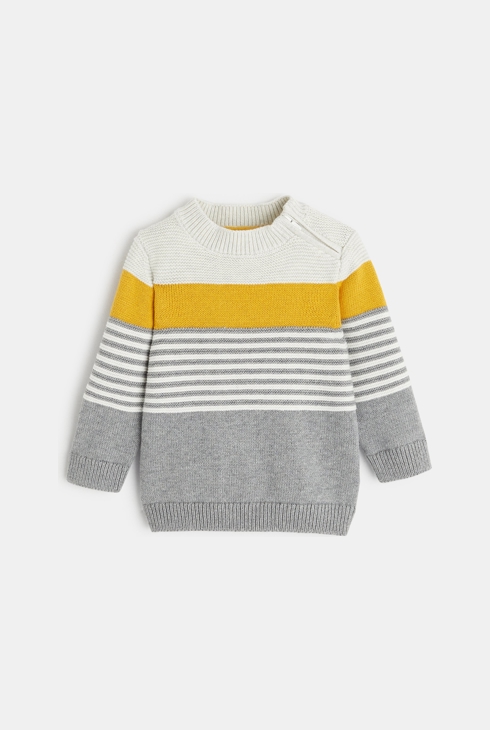 Pull maille à rayures bleu bébé garçon 1