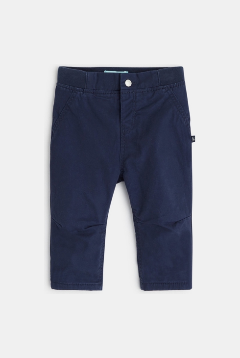 Spodnie z płótna z podszewką z efektem denimu niebieski niemowlę chłopiec 1