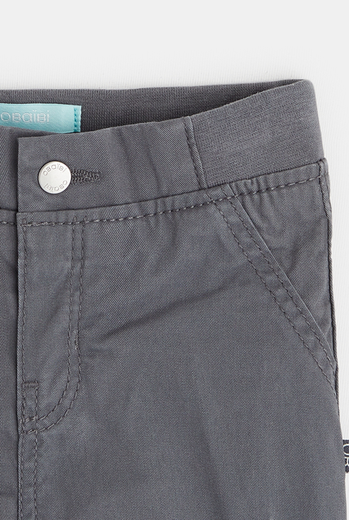 Pantalon toile effet denim doublé gris bébé garçon