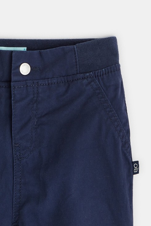 Spodnie z płótna z podszewką z efektem denimu niebieski niemowlę chłopiec 2