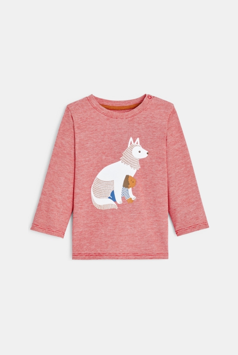 T-Shirt mit schmalen Streifen Fuchs Orange Baby Jungen 1