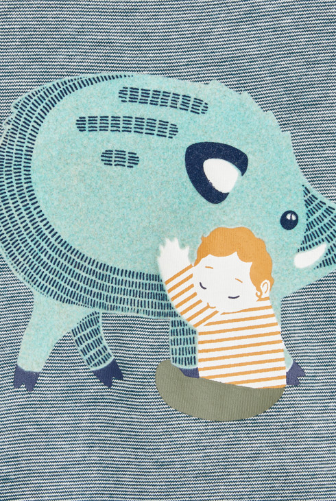 T-Shirt mit schmalen Streifen Wildschwein Grün Baby Jungen 2
