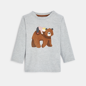 T-shirt a righe sottili orso grigio bimbo 1