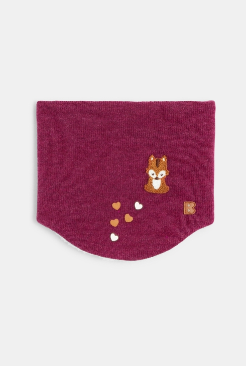 Snood tricot doublé soft boa rose bébé fille 1