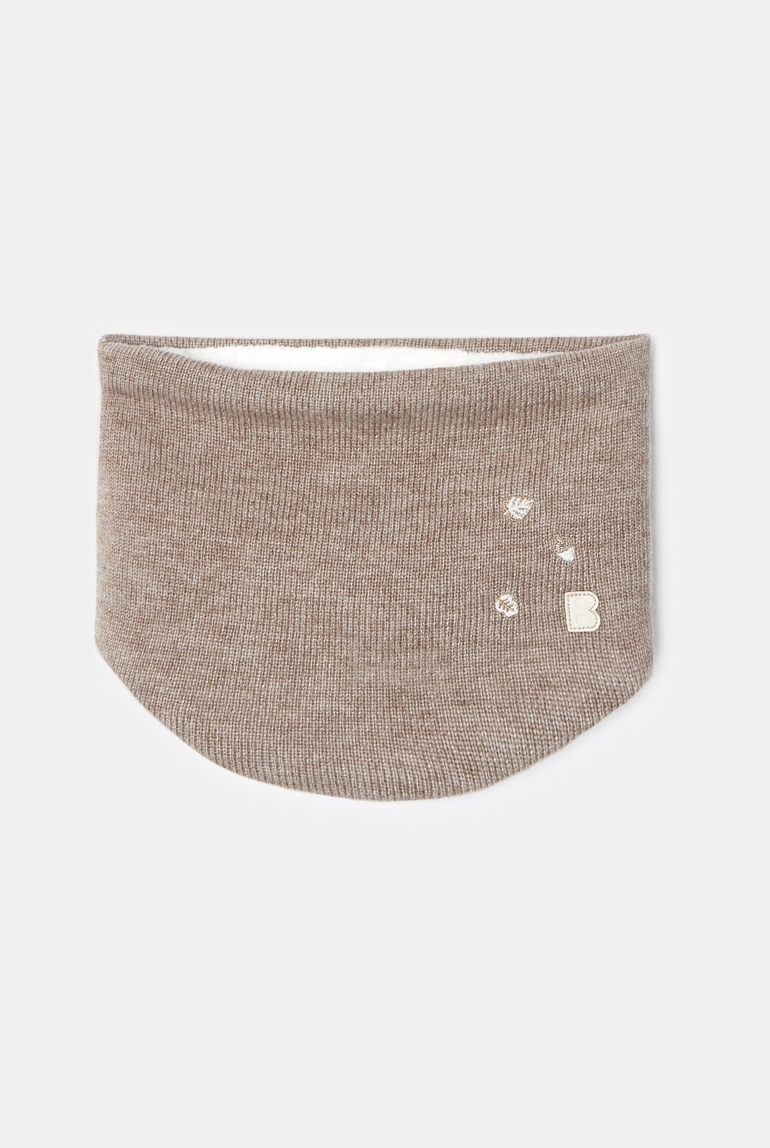 Snood tricot doublé soft boa beige bébé fille 1