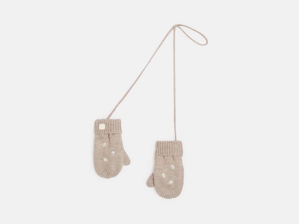 Moufles tricot doublé polaire automne beige bébé fille 1